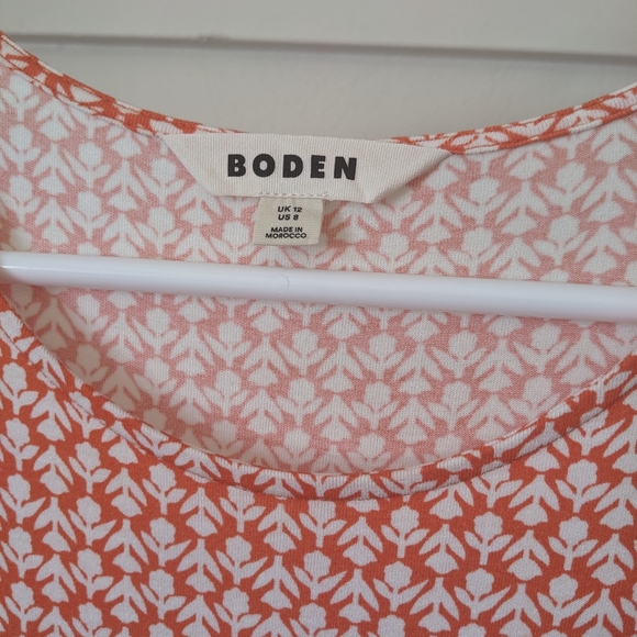 Boden Size 8 Fit and Flare Dress Orange and White Tulip Floral Pattern - Picture 2 of 4